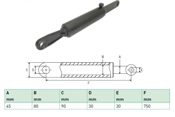 Hydraulic cylinder Zepro 45/80/750 for bend