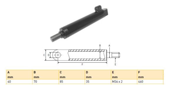Hydraulic cylinder AMA 40/70/460 for bend