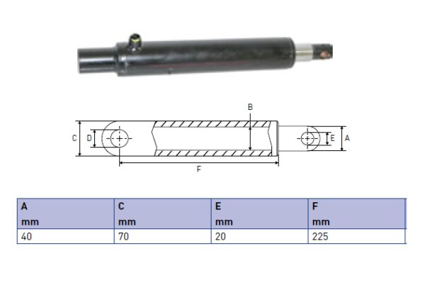 Hydraulic cylinder Erhel Hydris 40/70/225 for bend