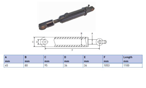 Hydraulic cylinder Palfinger/MBB 45/80/1053 for bend