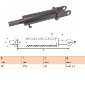 Hydraulic cylinder Cargolift 50/90/695 for bend