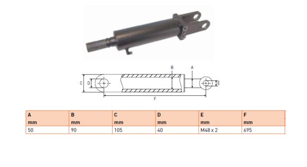 Hydraulic cylinder Cargolift 50/90/695 for bend