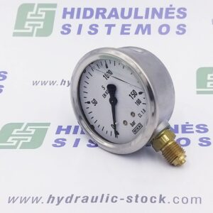 Silicone oil filled pressure gauge 0/160 bar. d-63 side connection 1/4'BSP