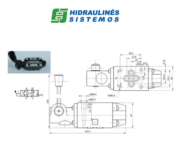 MANUAL VALVE NG6, SPOOL Nº6 MAX.F. 60L/MIN