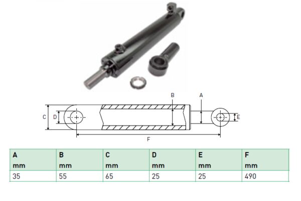 Hydraulic cylinder Zepro 35/55/490 for bend