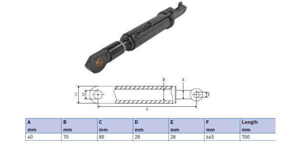 Hydraulic cylinder Palfinger/MBB 40/70/665 for bend