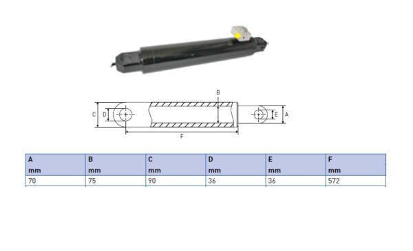 Hydraulic cylinder Palfinger/MBB 70/75/572