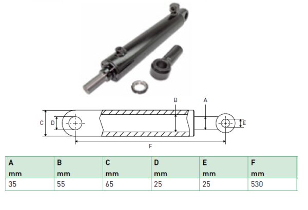 Hydraulic cylinder Zepro 35/55/530 for bend