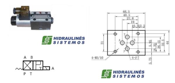 Solenoid-operated directional valve NG6 4/2, spool type 521AL X (P-A-B.T), 012 VDC, 60 L/min, KVNG6-
