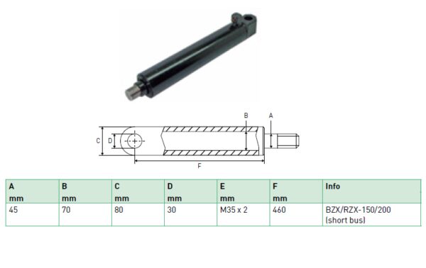 Hydraulic cylinder Zepro 45/70/460