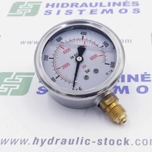 Pressure gauge 0/600 bar. d-63 side connection 1/4'BSP