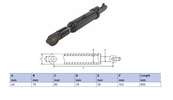Hydraulic cylinder Palfinger/MBB 40/70/765 for bend