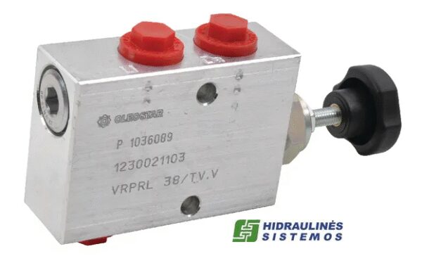 Redukcinis vožtuvas VRPRL G3/8' 15-55 BAR VRP 30 l/min 3/8' BSP (20 l/min. 5/50 bar) su rankenėle
