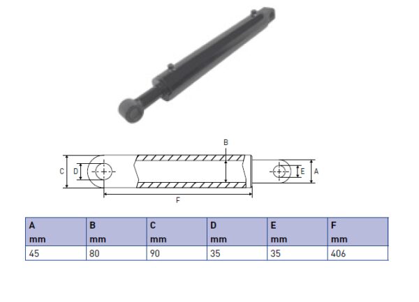 Hydraulic cylinder Erhel Hydris 45/80/406 for bend