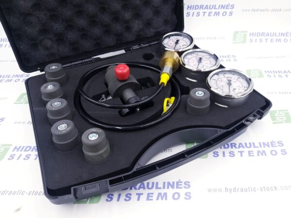 Charging and testing unit M28x1.5 0-250 bar with 6 adaptors