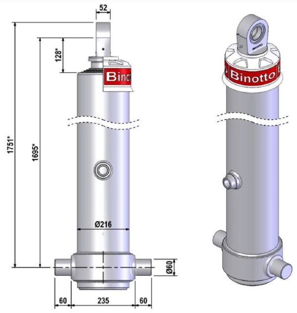 Telescopic cylinder MF B3 165 5 6825 RP-D1695-V00 'Binotto'
