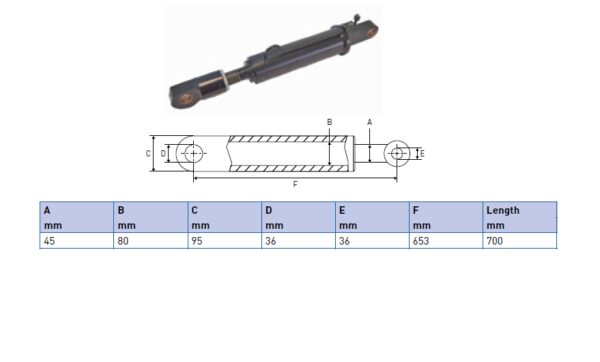 Hydraulic cylinder Palfinger/MBB 45/80/653 for bend