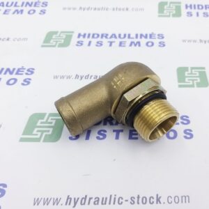 Suction fitting 1' male x for 38 mm hose, 90 angle