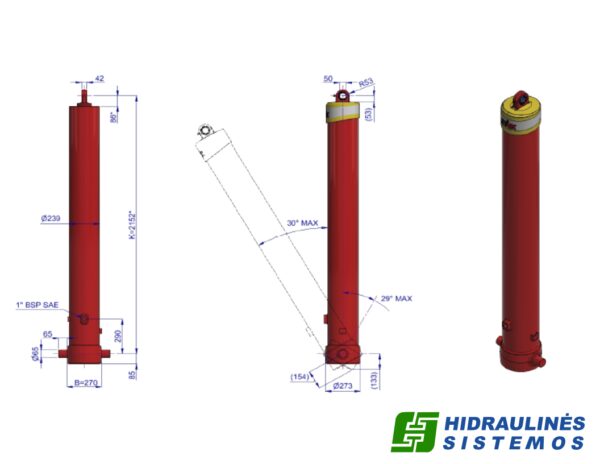 Telescopic cylinder 6-019-10840 FE A214-6-10840-019-K2152-E-HC HYVA 71088971P02