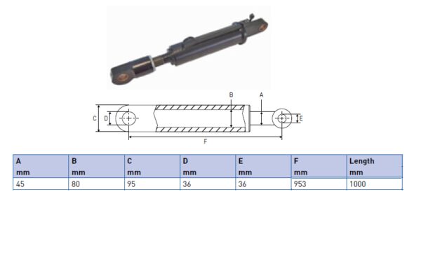 Hydraulic cylinder Palfinger/MBB 45/80/953 for bend
