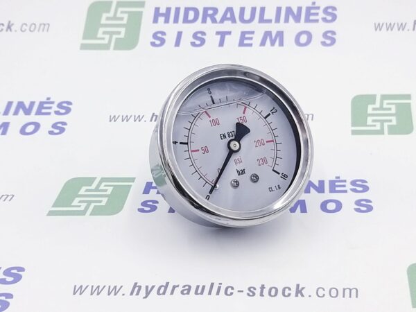 0/16 bar Manometras d-63 tvirtinimas iš galo 1/4'BSP