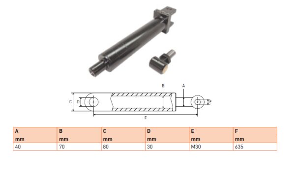 Hydraulic cylinder Cargolift 40/70/635 for bend