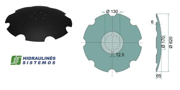 Toothed cultivator disc 620 x 6 mm