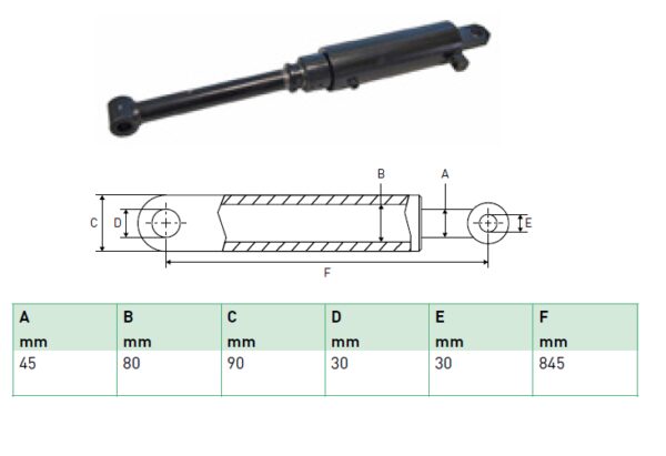 Hydraulic cylinder Zepro 45/80/845 for bend