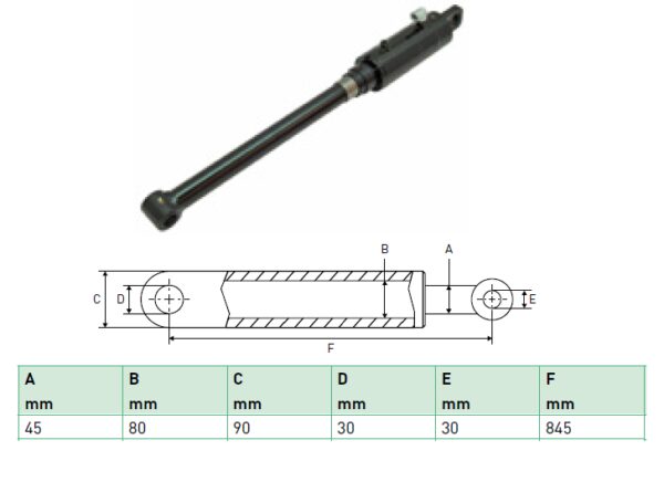 Hydraulic cylinder Zepro 45/80/845 for bend