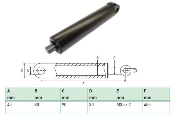 Hydraulic cylinder Zepro 45/80/455 for bend
