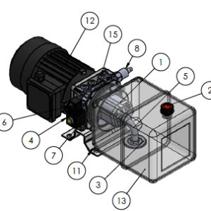 Mini hydraulic power pack 380VAC 1.1kW 4.3L/min 130bar 1420rpm valve 24VDC