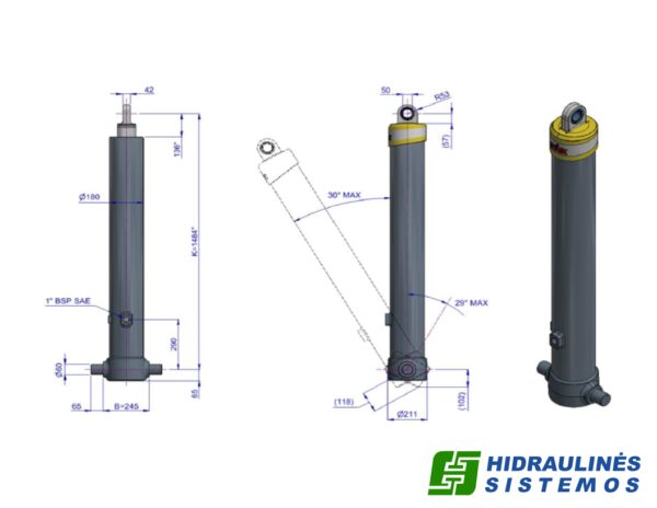 Telescopic cylinder 4-157-4660 FE A157-4-04660-019-K1484 HYVA 70146296