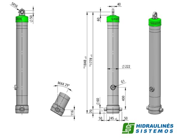 Telescopic cylinder 5-196-7020 5F IPH 5F-07020-196-5-M1778-0000N 5F1685196501AN