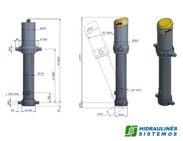 Telescopic cylinder 5-169-6480 FC A169-5-06480-004-K1050 HYVA 70526530