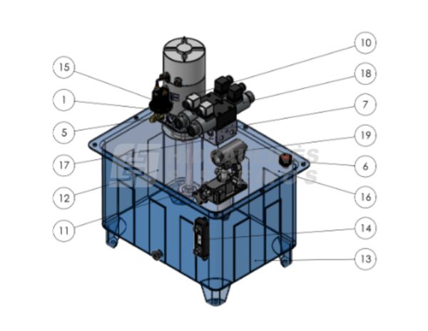 Mini hydraulic power pack 24VDC 2.2kW 2.7cc 2500rpm 40L Hydropack