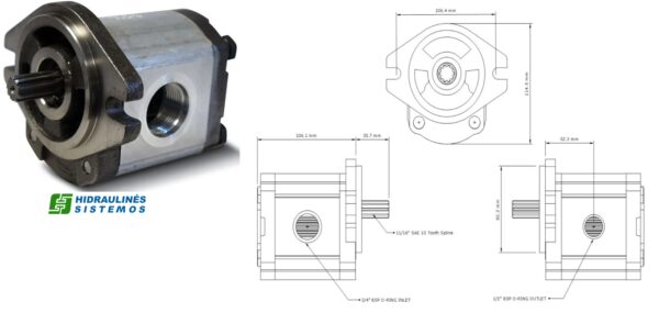 GR2 16 cm3/r gear pump D-BSP 1/2 - 3/4 (10)-T WH