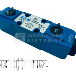 Solenoid-operated directional valve NG6 4/3, spool type 2C P-A-B-T, 220 VAC, DG4V-3 2C MUC660 Danfos