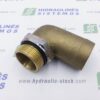 Žemo slėgio antgalis 1.1/2' išoriniu sriegiu x 50 mm žarnai, 90 kampas