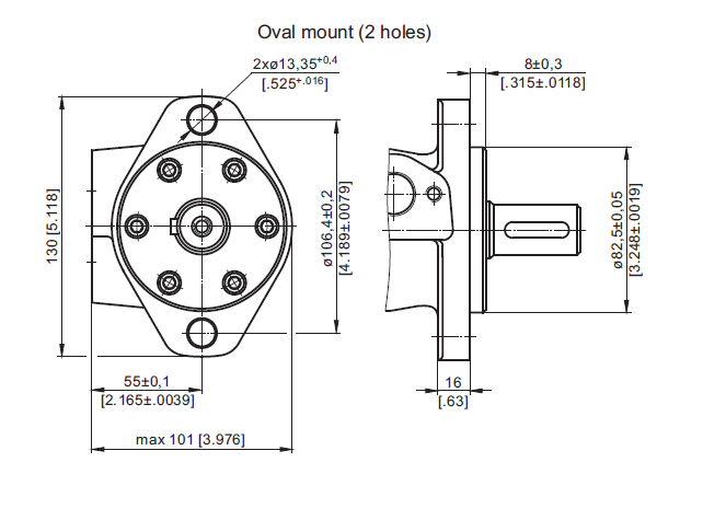 Hydraulic motor MP 100 SH shaft, OMPX100 ESA2G S-X Ø1" Z6 White