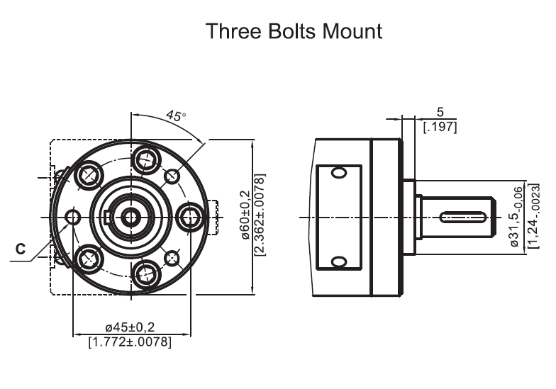 Hydraulic motor MM 20 C 16mm shaft, White