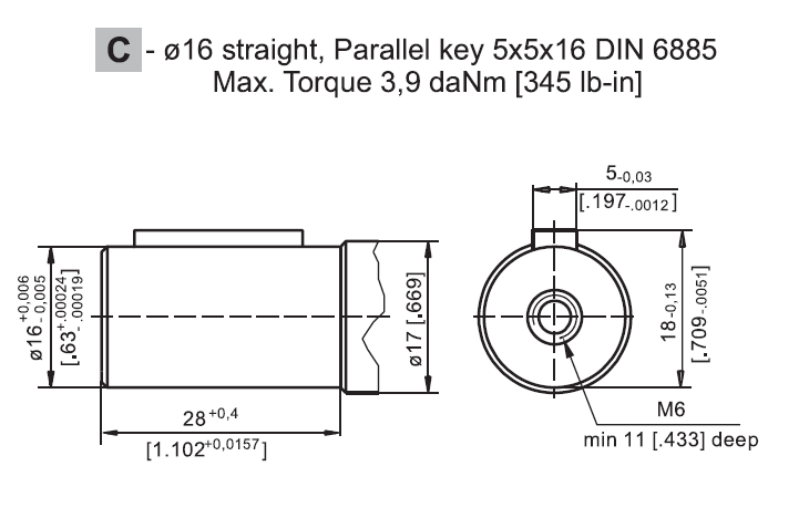 Hydraulic motor MM 50 C 16mm shaft