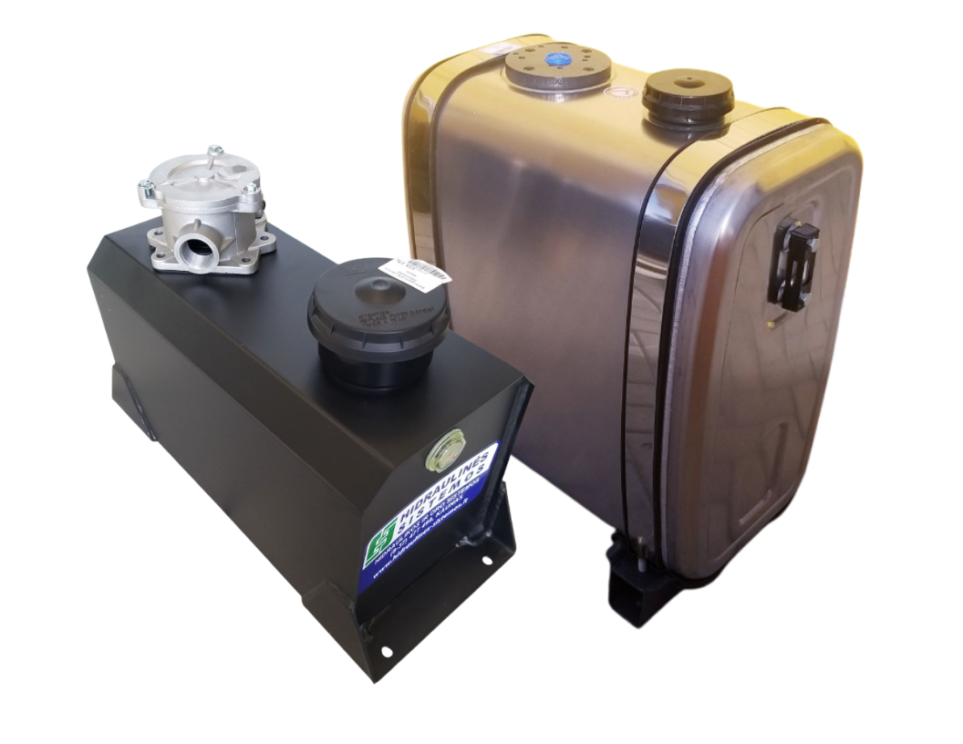 Hydraulic tanks, rear mounting