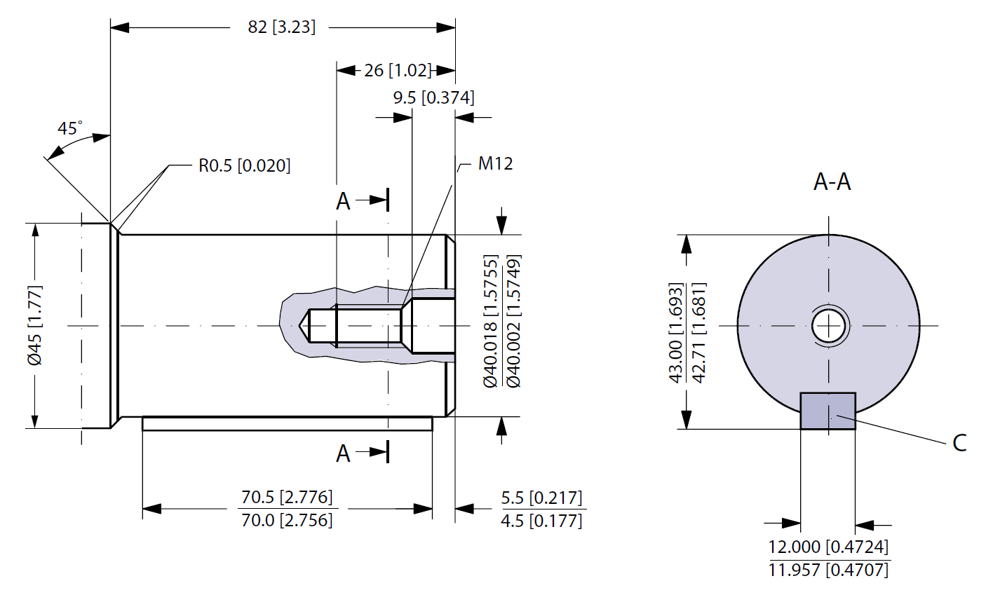 Hydraulic motor MT 250 C 40mm shaft