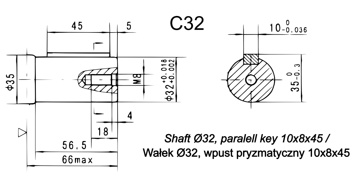 Hydraulic motor MS 100 C 32mm shaft, ALSG3-100-O2-C32-01 Ambr