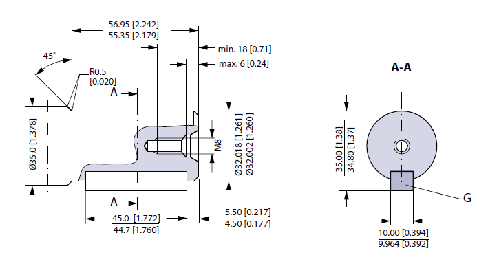 Hidrovariklis MR 160 CB 32mm velenas, ALSG2-L-160-O2-C32-01 Ambr