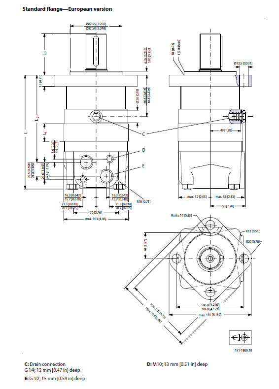 Hydraulic motor MS 200 C 32mm shaft