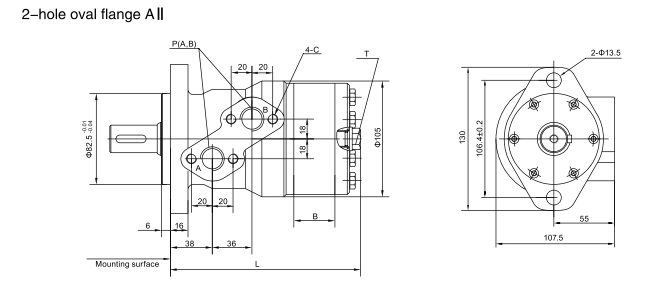 Hydraulic motor MR 400 C 25mm shaft, ziHYD BMRY-400 P41
