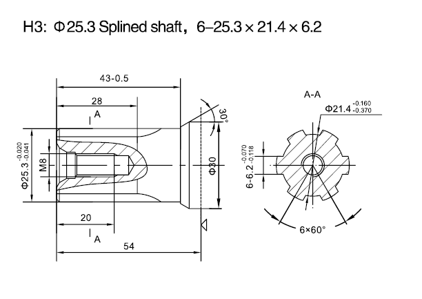 Hydraulic motor MR 200 SH 6-tooth shaft, ziHYD BMRY-200 H3