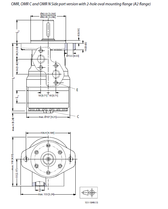 Hydraulic motor MR 036 C 25mm shaft