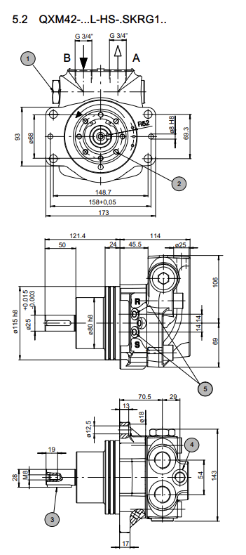Hydraulic motor Bucher 20 cc QXM42-020L HS-NSKRG1PA